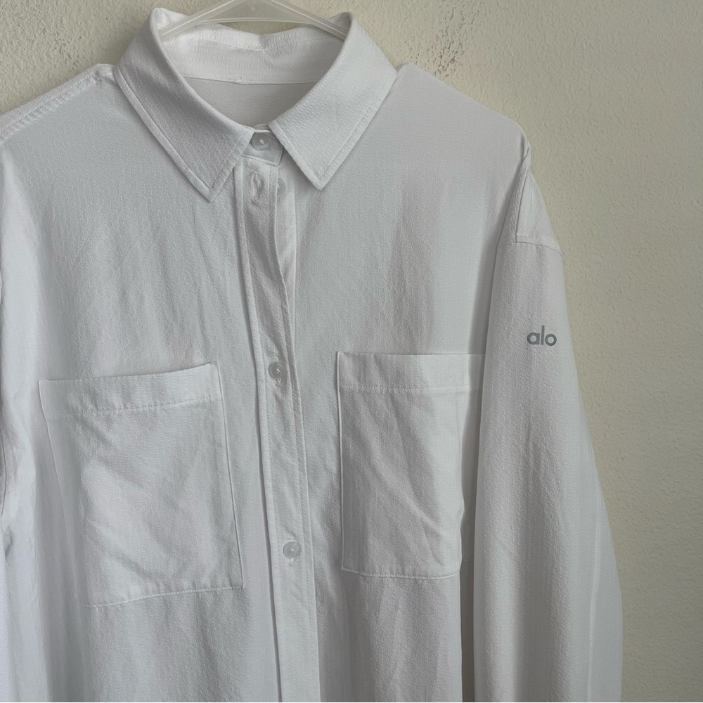 ALO Yoga White Button Down Shirt